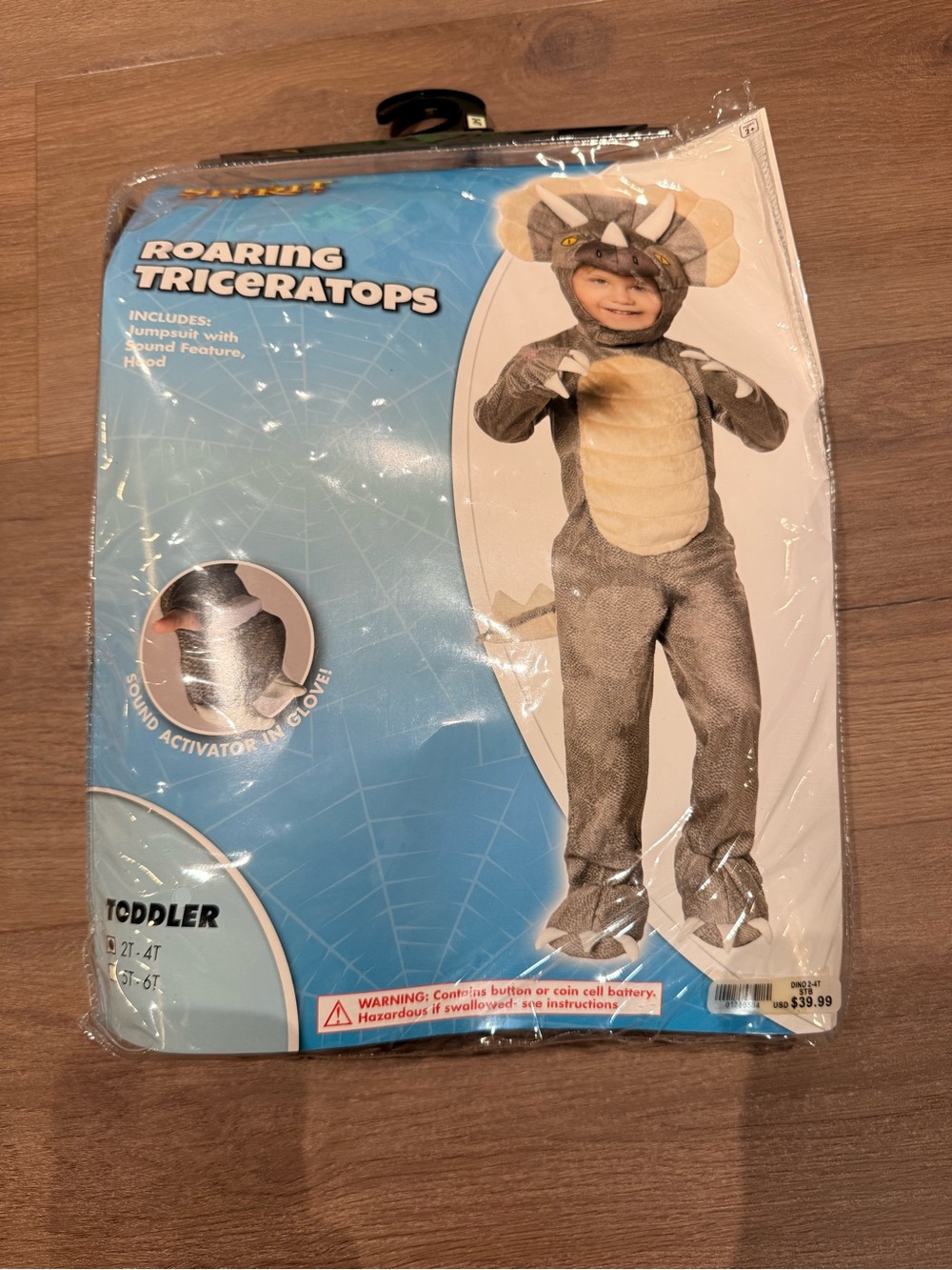 Roaring Triceratops Toddler Costume - Green & Cream